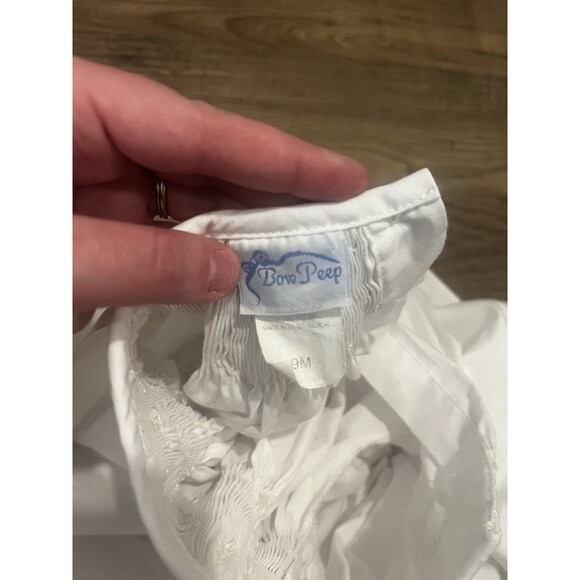 Bow Peep 9m White Smocked Bishop Dress Christening Baptism Heirloom Gown - Picture 5 of 12